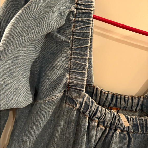 Free People Square Neck Tiered Denim Dress - Picture 5 of 7
